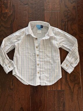 Good Lad White Plaid Button-Down Shirt with Blue & Tan Lines